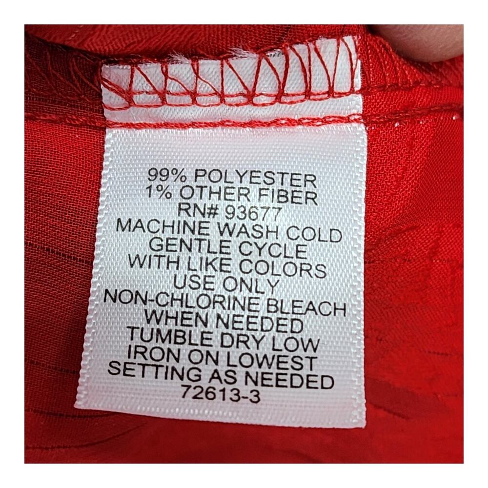 Liz Claiborne Blouse Women XL Red Sheer Lined Holiday Christmas Party Dressy Top - Picture 13 of 13